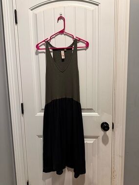 Dolan Olive Green Sleeveless V-Neck Dress